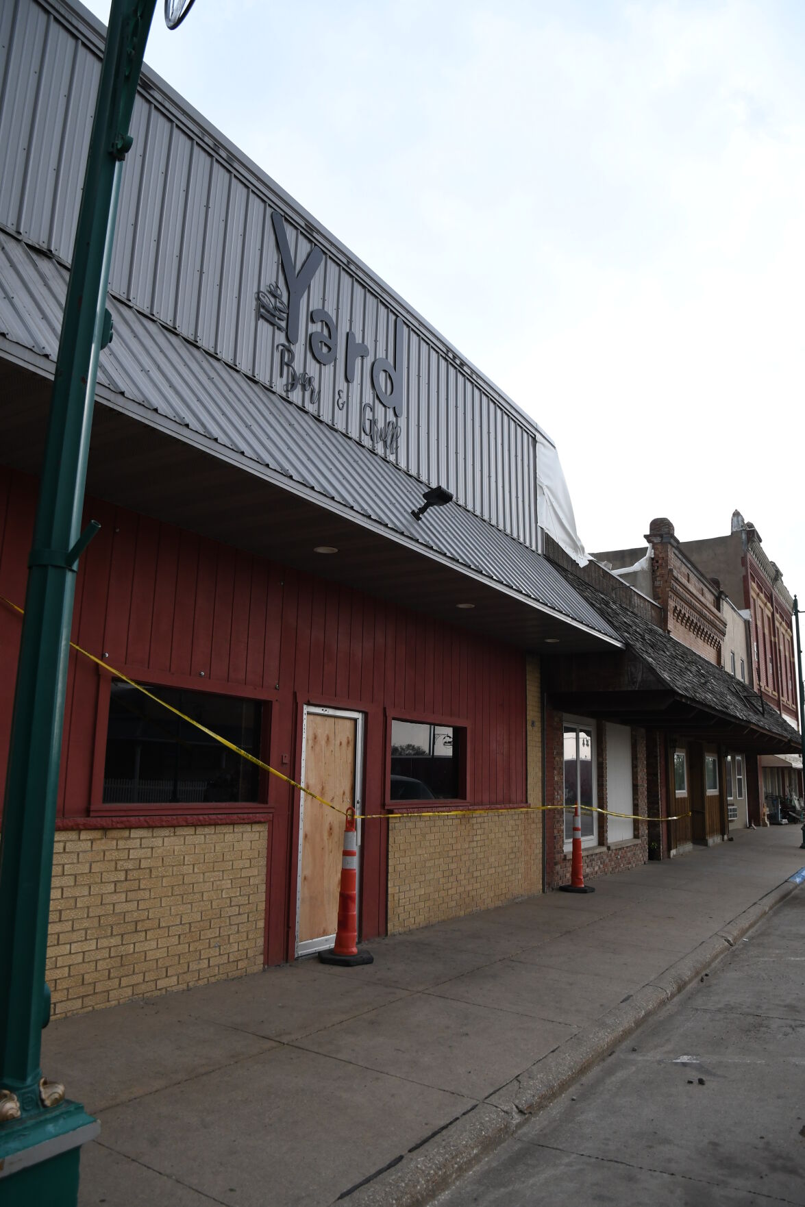 The Yard Bar & Grill front after fire